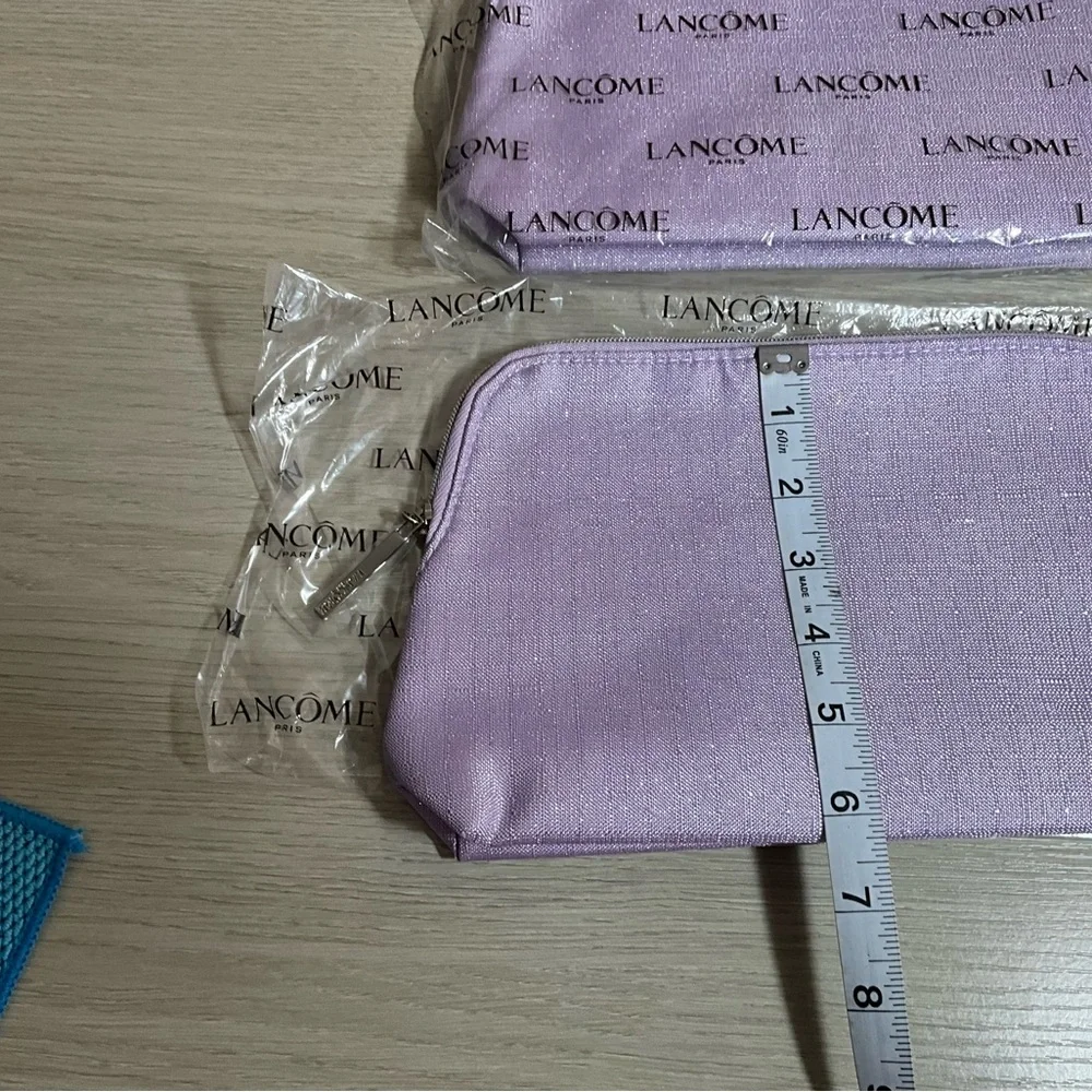 2 x Lancome light purple bag with silver hardware, zippered